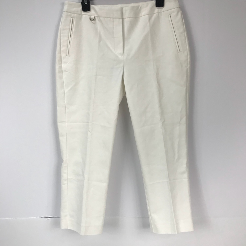 Adrianna Papell White Solid Crop Capri Trouser NEW